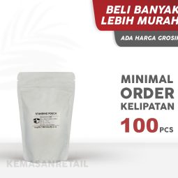 Kemasan Standing Pouch Zipper Putih Doff 13x20 250g