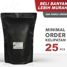 Kemasan Standing Pouch Aluminium Hitam Doff Zipper 24x33.5 1000g