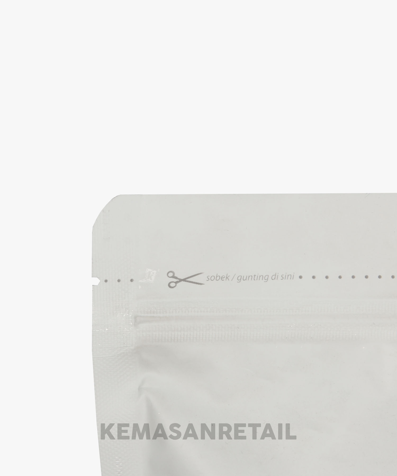 Kemasan Standing Pouch Aluminium Putih Doff Zipper 13x20 250g - Image 5