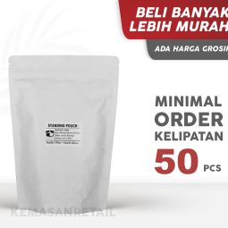 Kemasan Standing Pouch Aluminium Putih Doff Zipper 19x27 500g