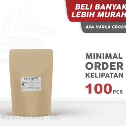 Kemasan Standing Pouch Kraft Paper Zipper 13x20 250g