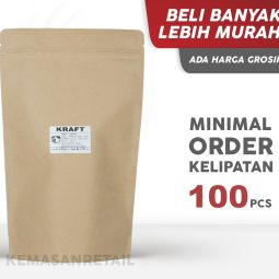 Kemasan Standing Pouch Kraft Paper Zipper 22x35 2000g