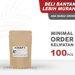 Kemasan Standing Pouch Kraft Paper Zipper 9x15 100g