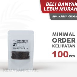 Kemasan Standing Pouch Kraft Window Putih Doff Zipper 10x15