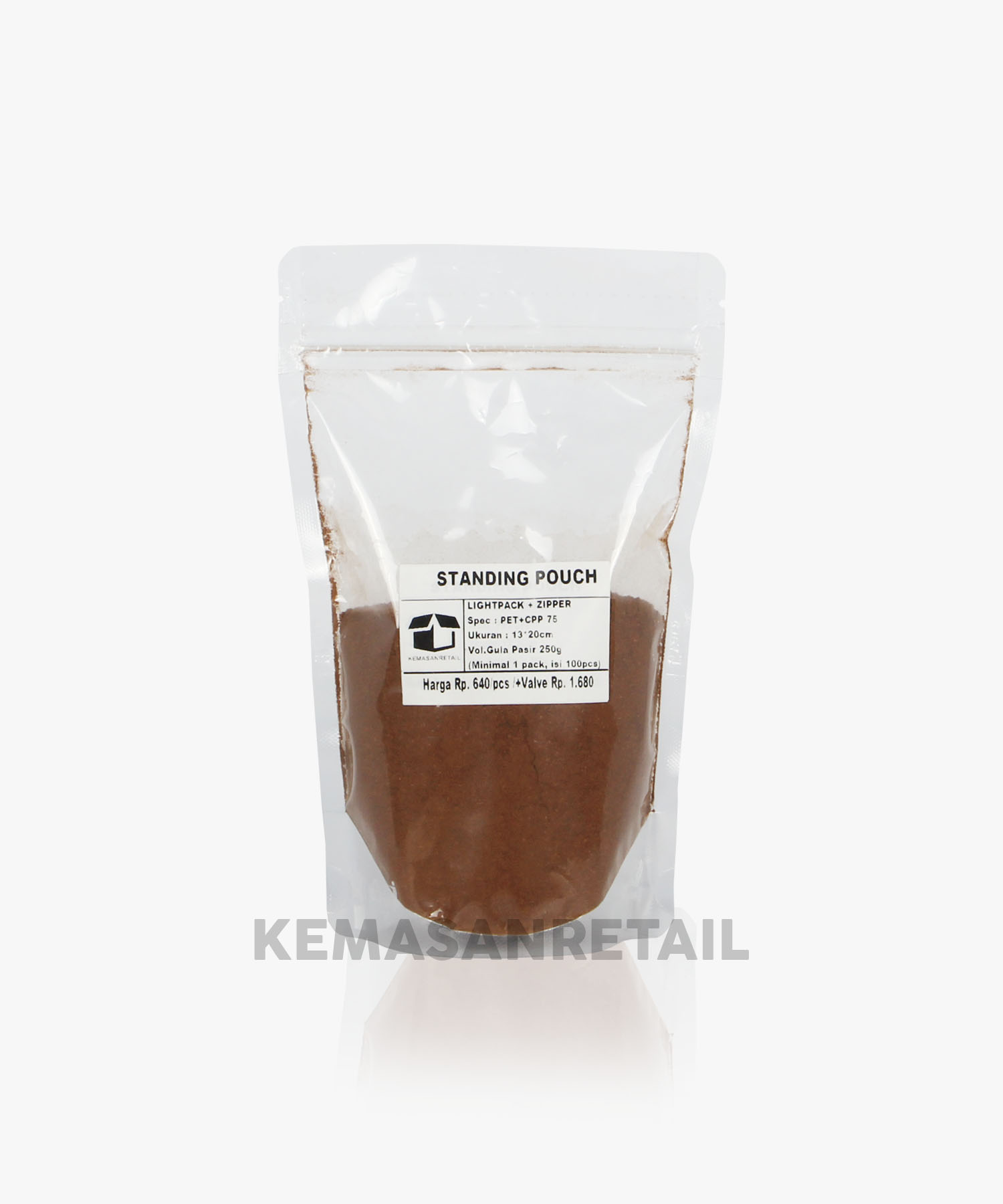 Kemasan Standing Pouch lightpack Bening Zipper 13x20 250gr - Image 2