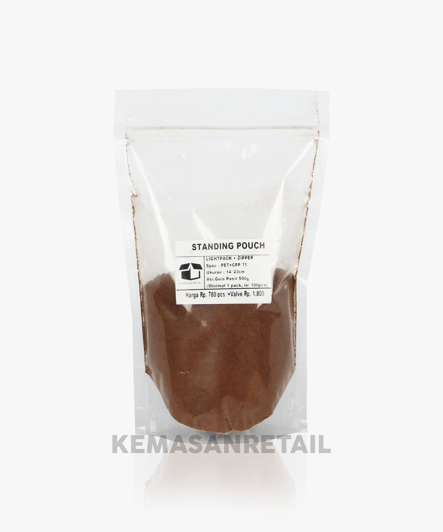 Kemasan Standing Pouch lightpack Bening Zipper 14x23 500gr - Image 2