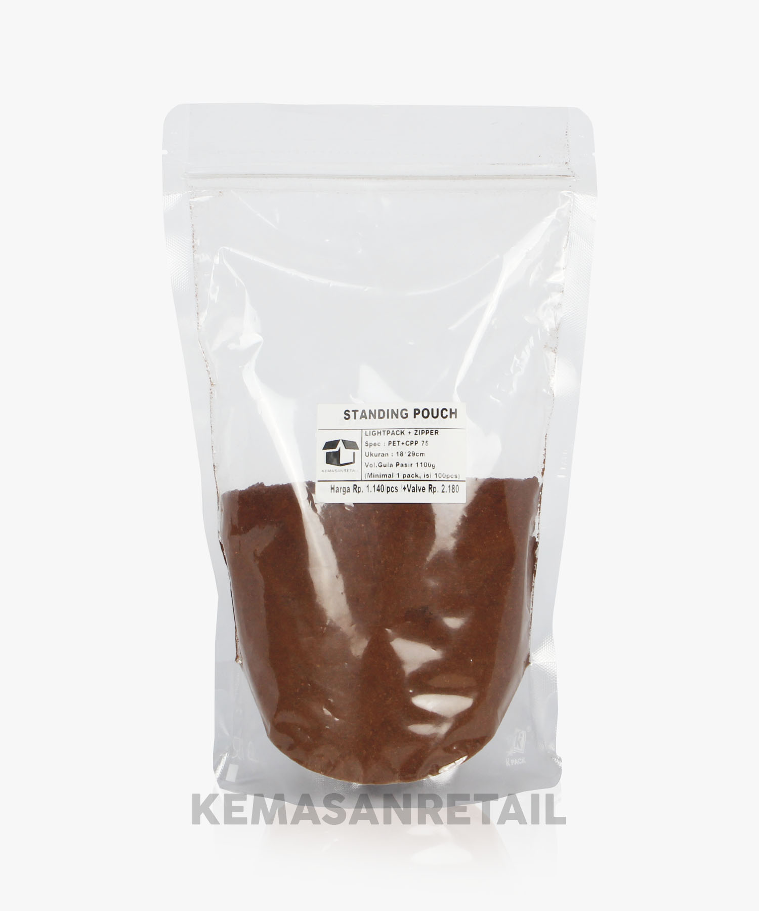 Kemasan Standing Pouch lightpack Bening Zipper 18x29 1100gr - Image 2