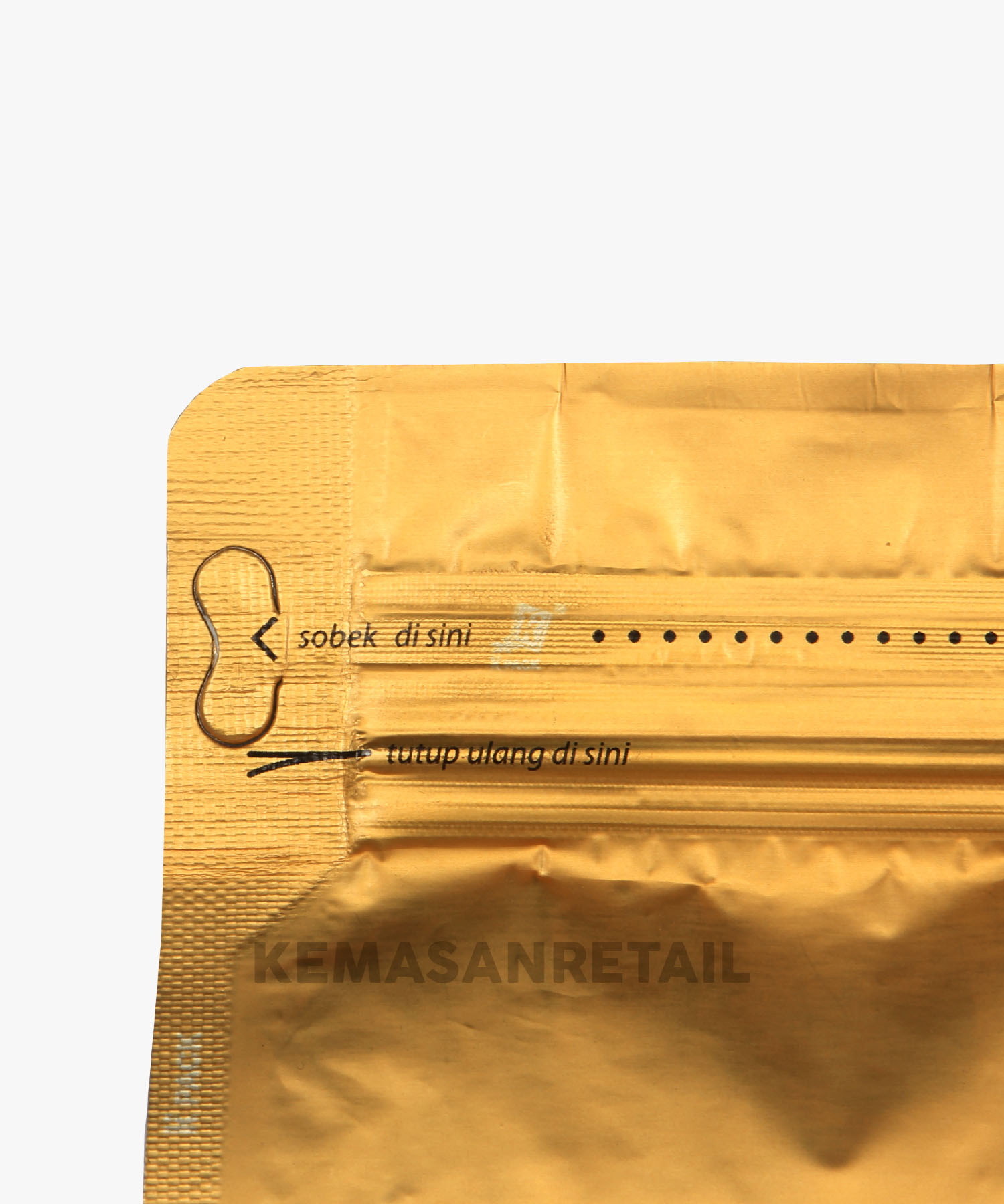 Kemasan Flat Bottom Zipper Alu Gold Doff 11.5x18 250gr Kopi +Valve - Image 4
