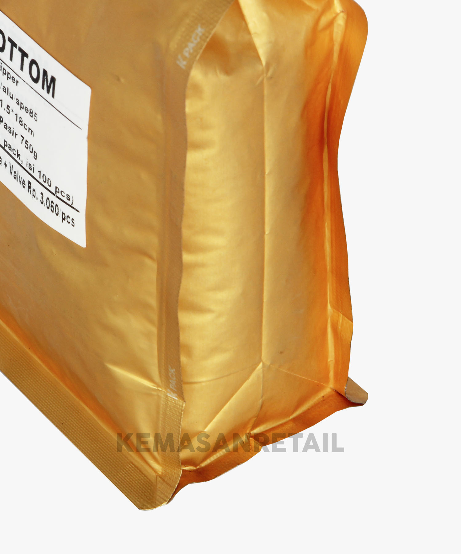 Kemasan Flat Bottom Zipper Alu Gold Doff 11.5x18 250gr Kopi +Valve - Image 5