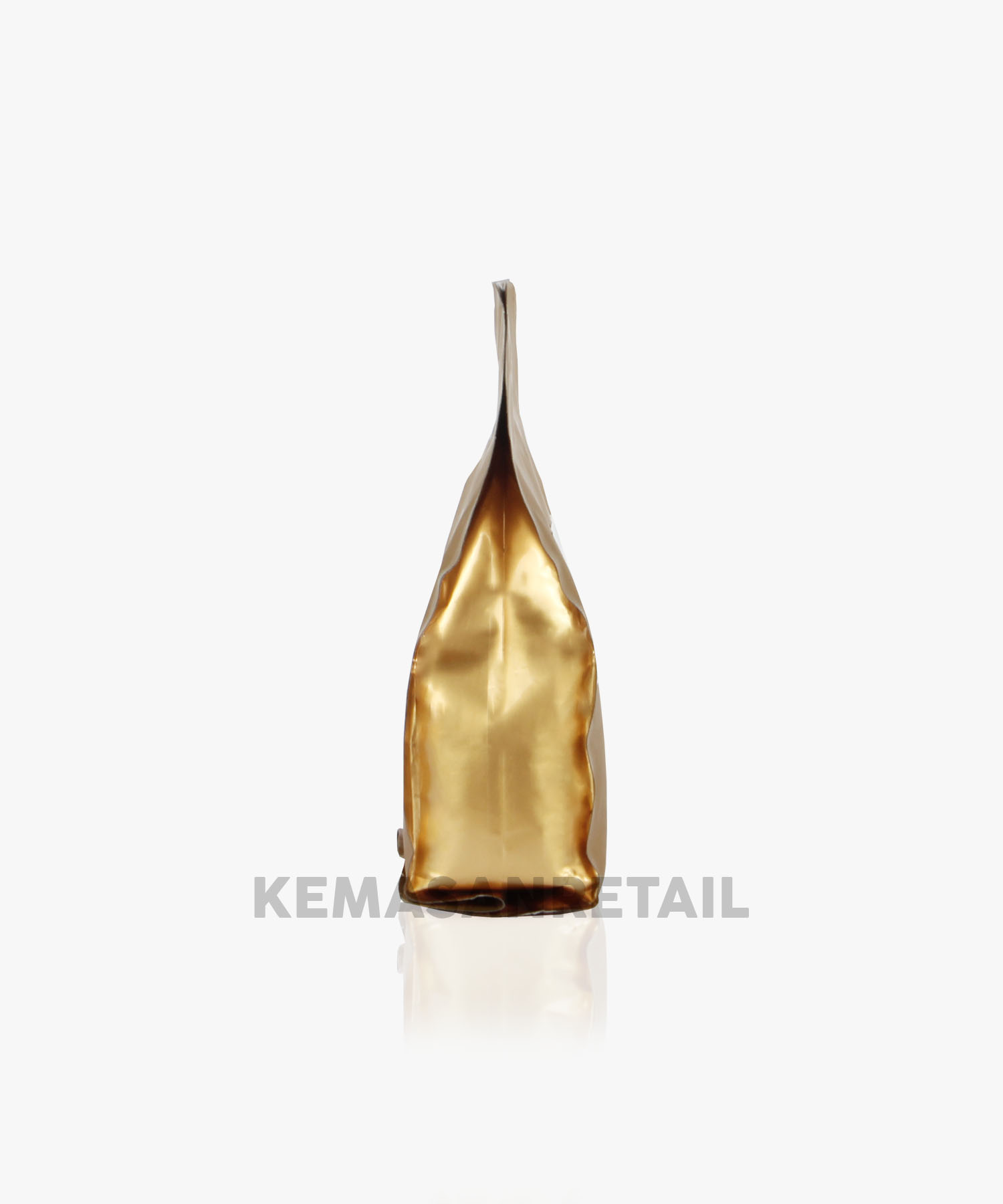 Kemasan Gusset Quadseal Aluminium Gold Doff 8.5x21 100g Kopi +Valve - Image 3