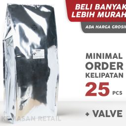 Kemasan Gusset Quadseal Aluminium Silver 24x60 5kg +Valve