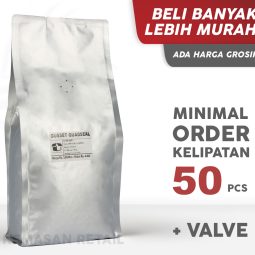 Kemasan Gusset Quadseal Aluminium Silver Doff 15X39 1000g TW + VALVE