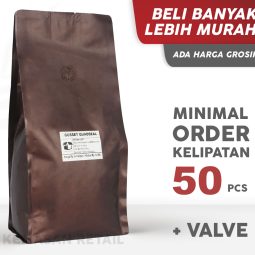 Kemasan Kopi Gusset Brown Doff Aluminium Foil Valve 15x39cm