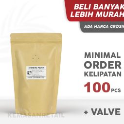 Kemasan Kopi Litho Paper Standing Pouch Zipper+Valve 16x25 cm 500g