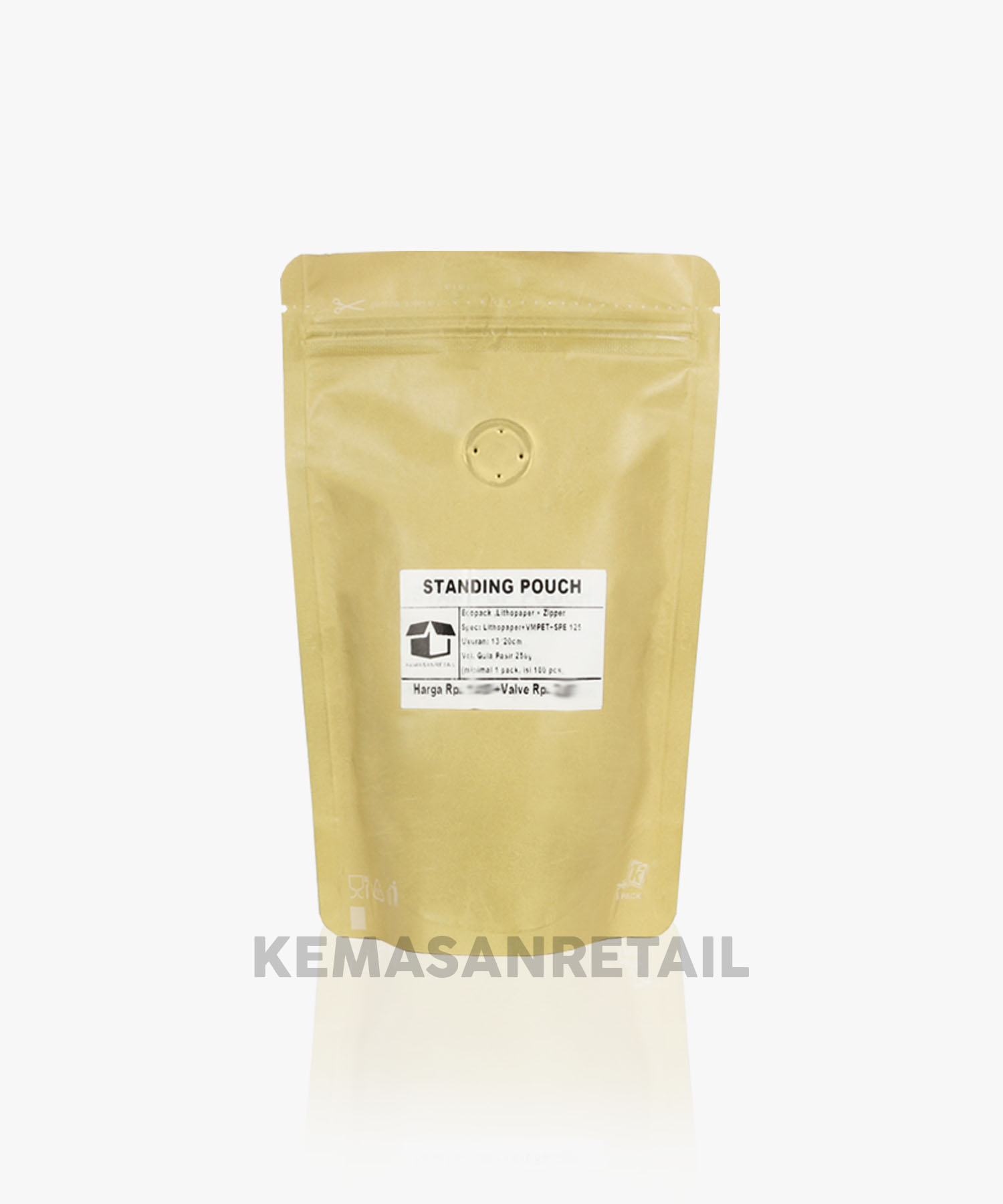 Kemasan Standing Pouch Ecopack Lithopaper Zipper Window 13x20 250gr + Valve - Image 2