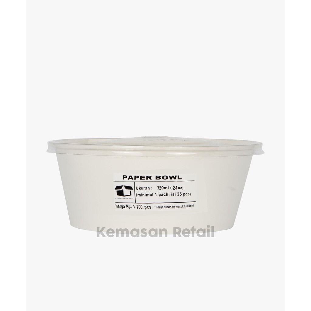 Paper Bowl / Mangkok kertas, Polos 24 oz / 720 ml + Tutup - Image 2