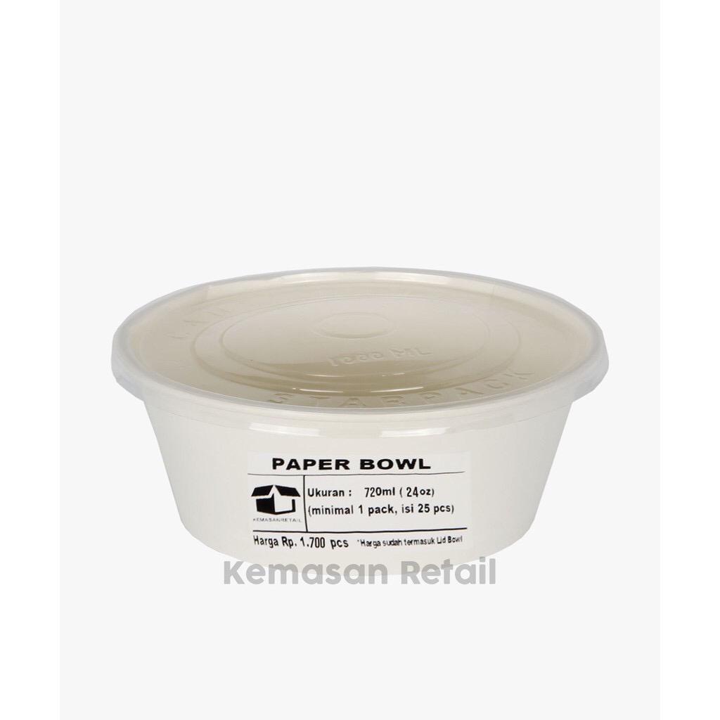 Paper Bowl / Mangkok kertas, Polos 24 oz / 720 ml + Tutup - Image 3