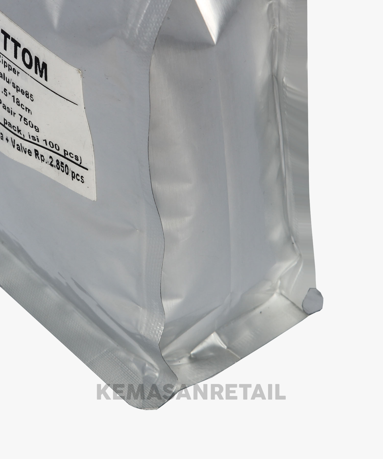 Kemasan Flat Bottom Zipper Alu Silver Doff 11.5x18 250gr Kopi +Valve - Image 5