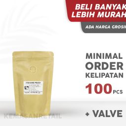 Kemasan Standing Pouch Ecopack Lithopaper Zipper 13x20 150gr Kopi +Valve