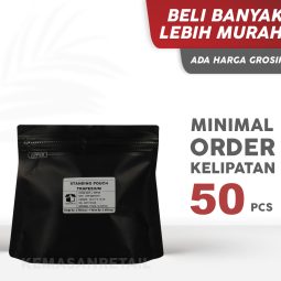 Kemasan Standing Pouch Trapesium Import Zipper Hitam Doff 19x16 150gr