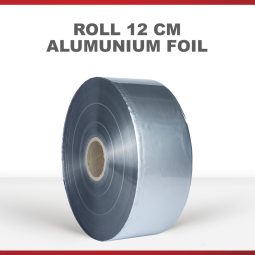 Roll Plastik Kemasan Aluminium Foil Silver lebar 12cm x 1000m 80 micron