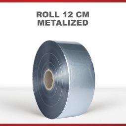 Roll Plastik Kemasan Metalis MPET Silver lebar 12cm x 1000m 62 micron