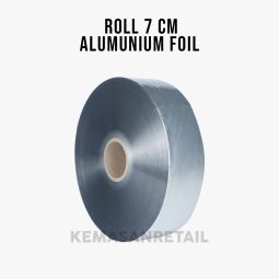 Roll Plastik Kemasan Aluminium Foil Silver lebar 7cm x 1000m 80 micron