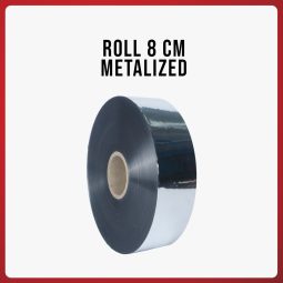 Roll Plastik Kemasan Metalis MPET Silver lebar 8cm x 1000m 62 micron