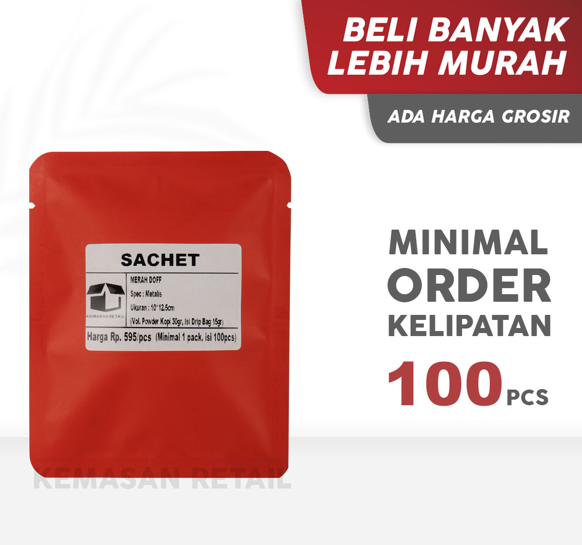 Kemasan Kantong Sachet Aluminium Foil Merah 10x12