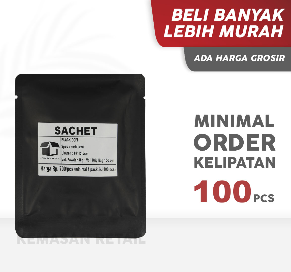 Kemasan Kantong Sachet Aluminium Hitam Doff 10x12.5