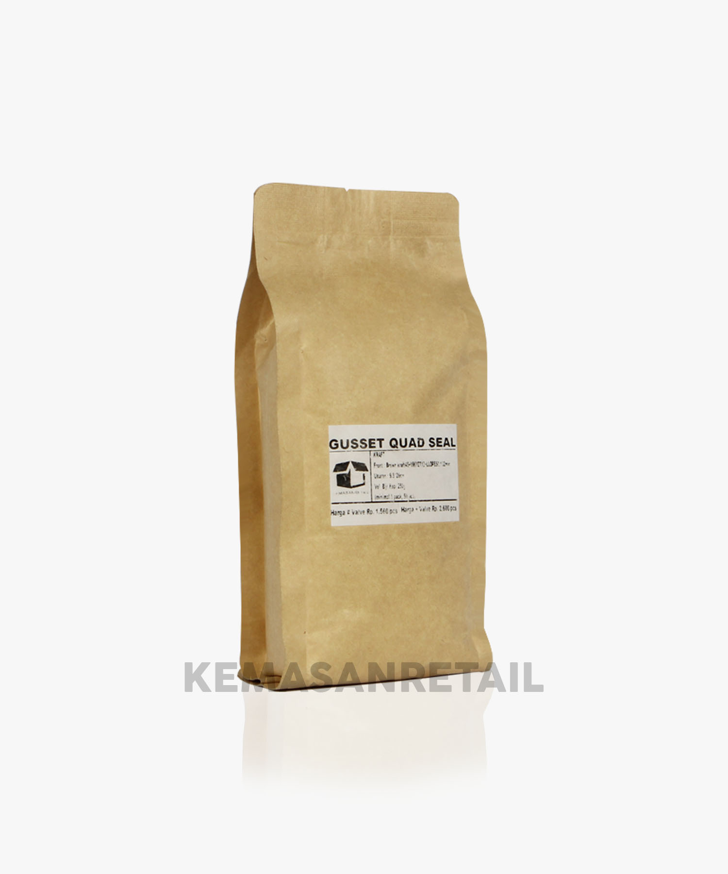 Kemasan Gusset Quadseal Kraft Paper Doff 9.5x26 cm 250g - Image 2