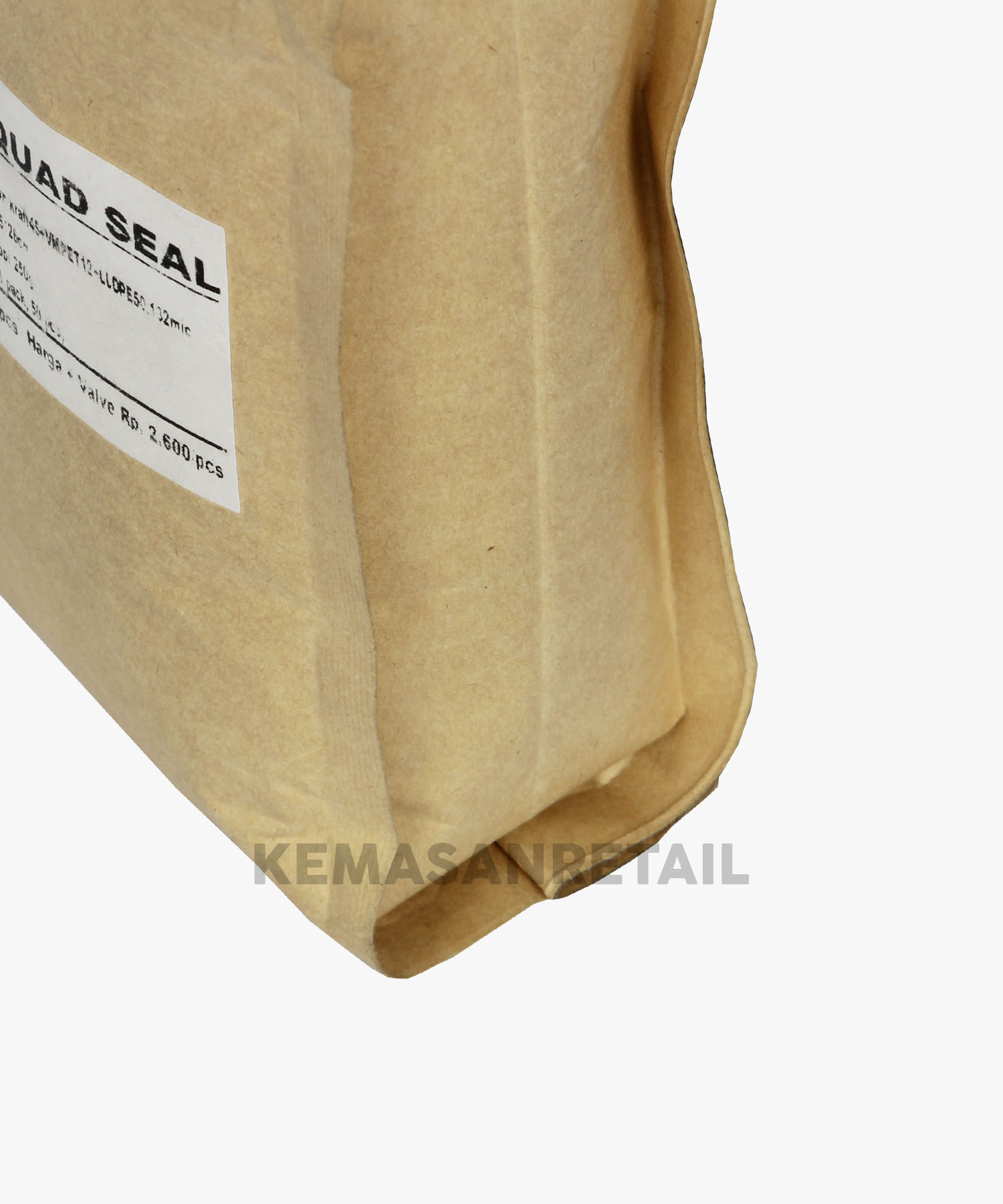 Kemasan Gusset Quadseal Kraft Paper Doff 9.5x26 cm 250g - Image 5