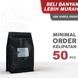 Flat Bottom Premium 13x20cm Hitam doff 250gr Zipper