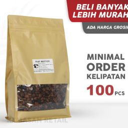 Kemasan Flat Bottom Ecopack Lithopaper Zipper Window 17.5x30 2000g