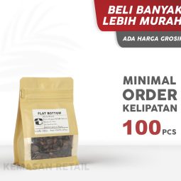 Kemasan Flat Bottom Ecopack Lithopaper Zipper Window 9.5x15 250g