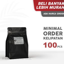 Kemasan Flat Bottom Hitam Doff Zipper Pouch 12x18cm 750gr Import