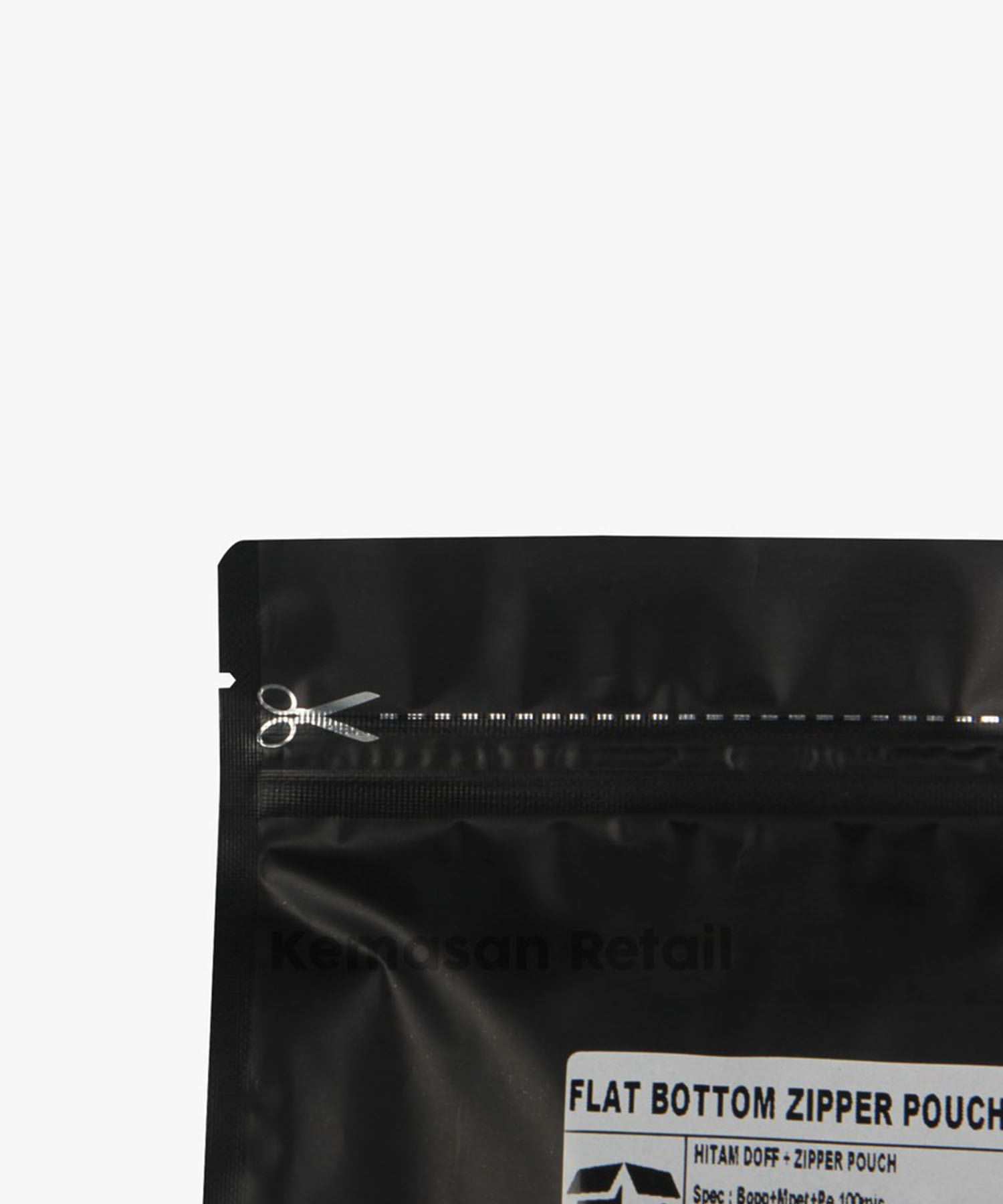 Kemasan Flat Bottom Hitam Doff Zipper Pouch 12x18cm 750gr Import - Image 4