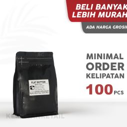Kemasan Flat Bottom Zipper Aluminium Hitam Doff 11.5x18 750gr