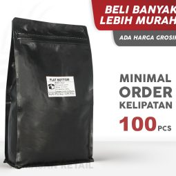 Kemasan Flat Bottom Zipper Aluminium Hitam Doff 17.5x30 2000gr