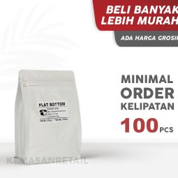 Kemasan Flat Bottom Zipper Alumunium Putih Doff 11.5x18 750gr