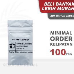 Kemasan Kantong Sachet Aluminium Silver Zipper 6x11