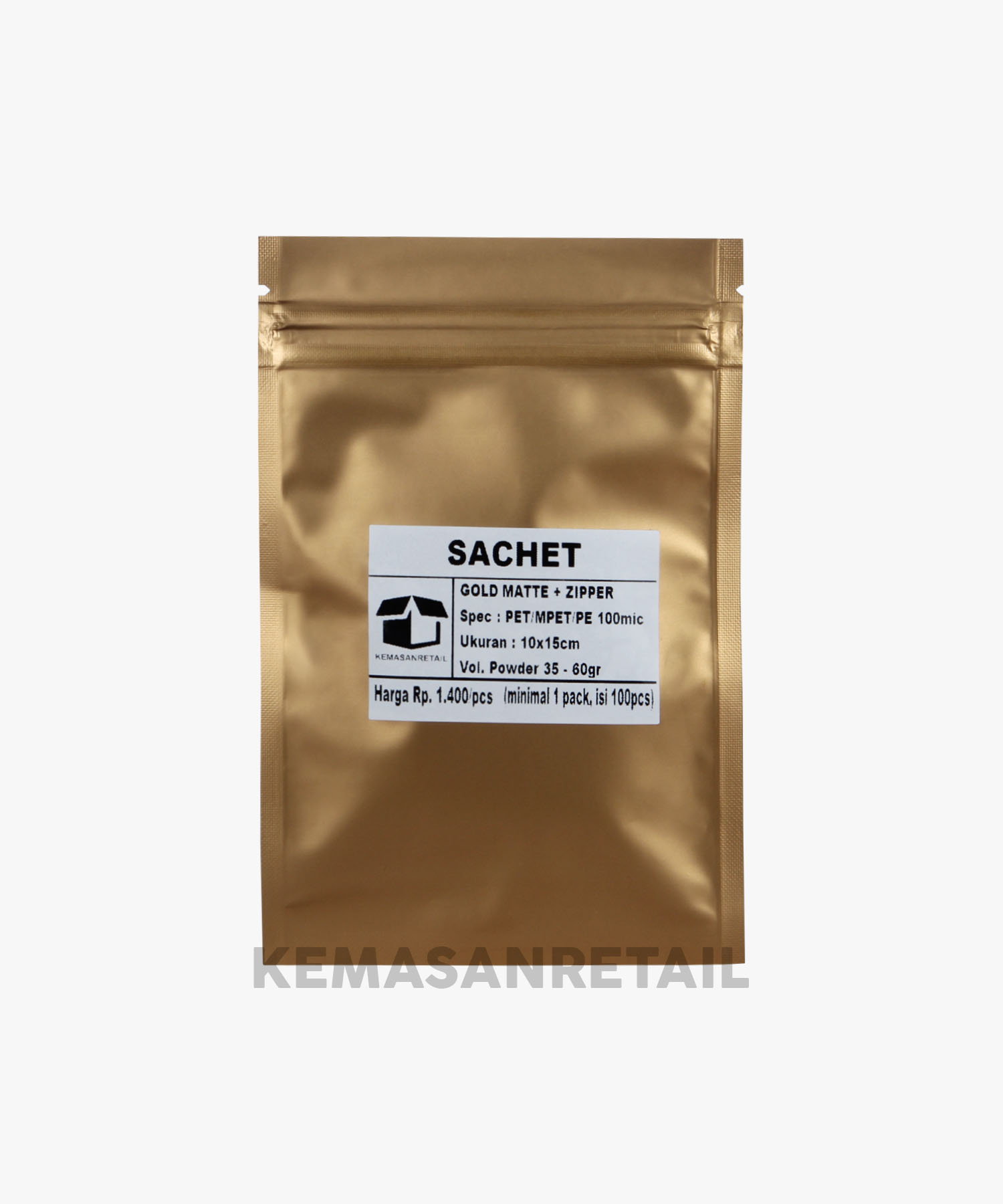 Kemasan Kantong Sachet Zipper Gold Doff Doff 10x15 - Image 2