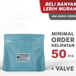 Kemasan STP Trapesium Import Zipper Biru Muda Doff 22x17.5 +Valve