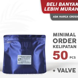 Kemasan STP Trapesium Import Zipper Dark Blue Glossy 22x17.5 +Valve