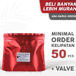 Kemasan STP Trapesium Import Zipper Merah Glossy 22x17.5 +Valve