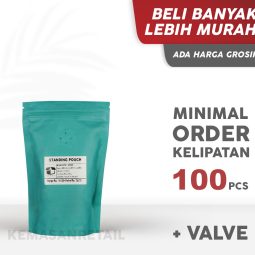Kemasan Standing Pouch Zipper Blue Matte Biru Muda Tosca 13x20 250g + valve